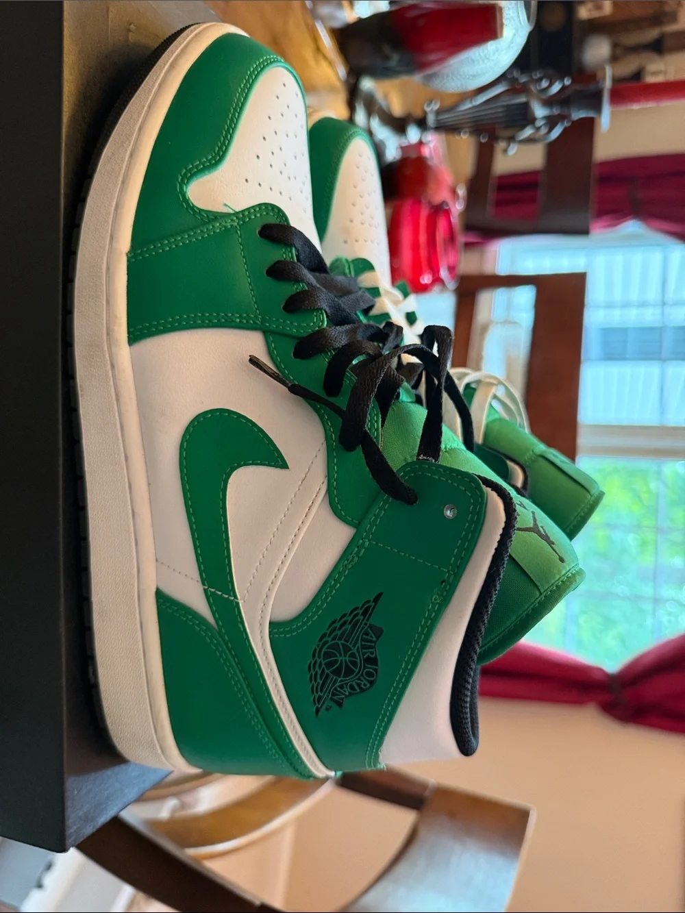 Jordan Men's High-Top Sneakers in Green and White